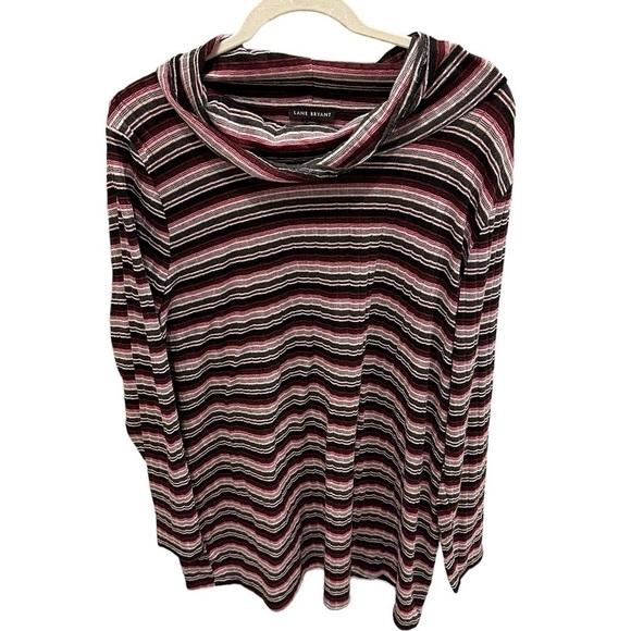 Lane Bryant Jersey Knit Tunic Top Womens 22/24 Striped Cowl Neck Long Sleeve - Picture 1 of 3
